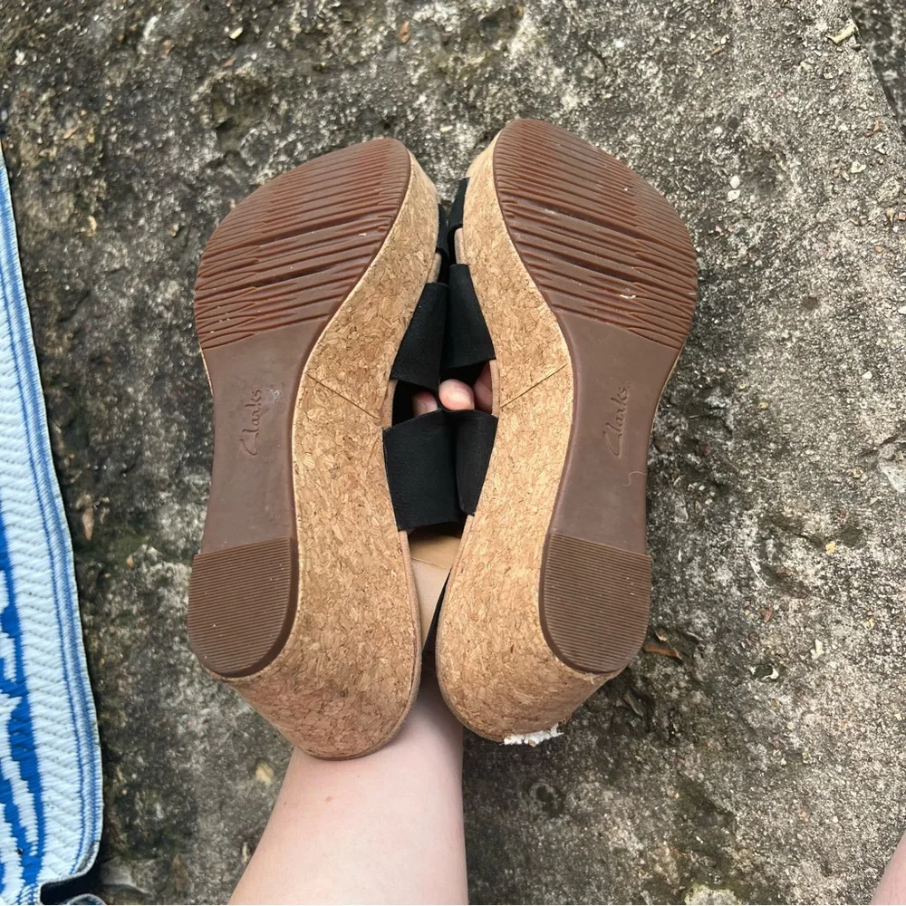 Clarks Black Wedge Sandals